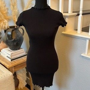 Better Be Black Knit Short Sleeve Dress